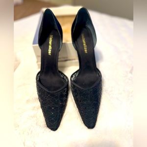 Ladies Naturalizer Black Beaded fabric Heels Size 8 1/2 LS BLK pumps